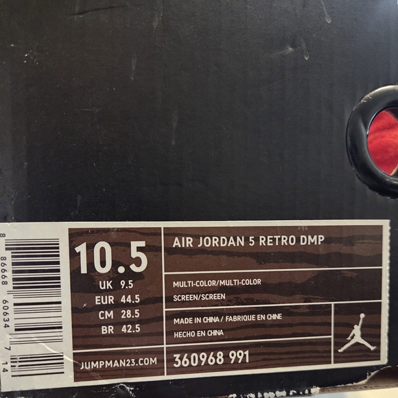 2009 Nike Air Jordan 5 Retro DMP "Raging Bull Red Suede"  136027-601 US Sz 10.5. - Picture 9 of 16